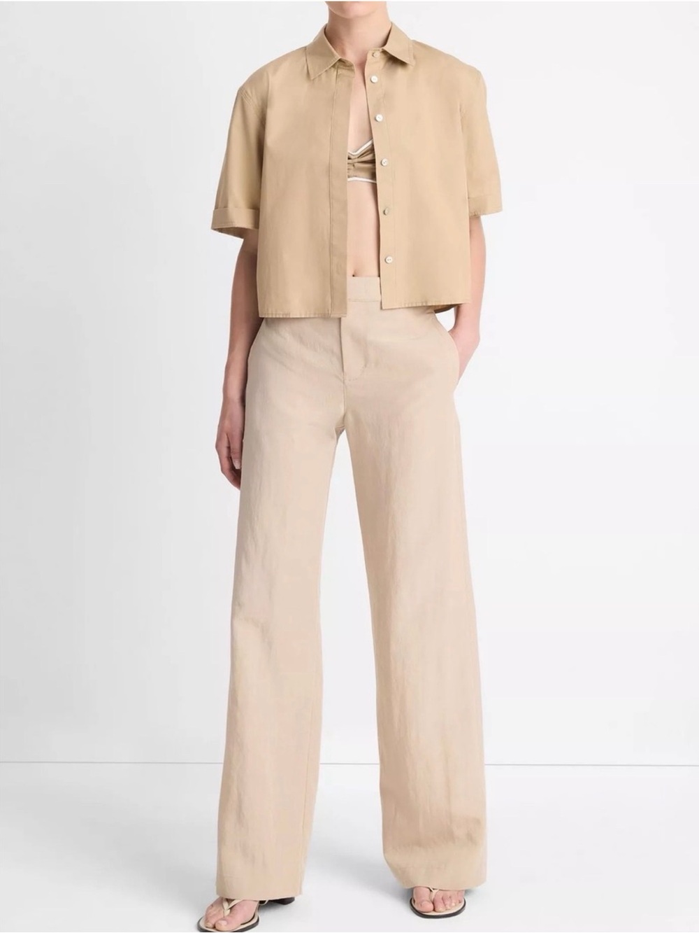NWT women’s Vince Wide-Leg Tencel Blend Pants in Beige -12
